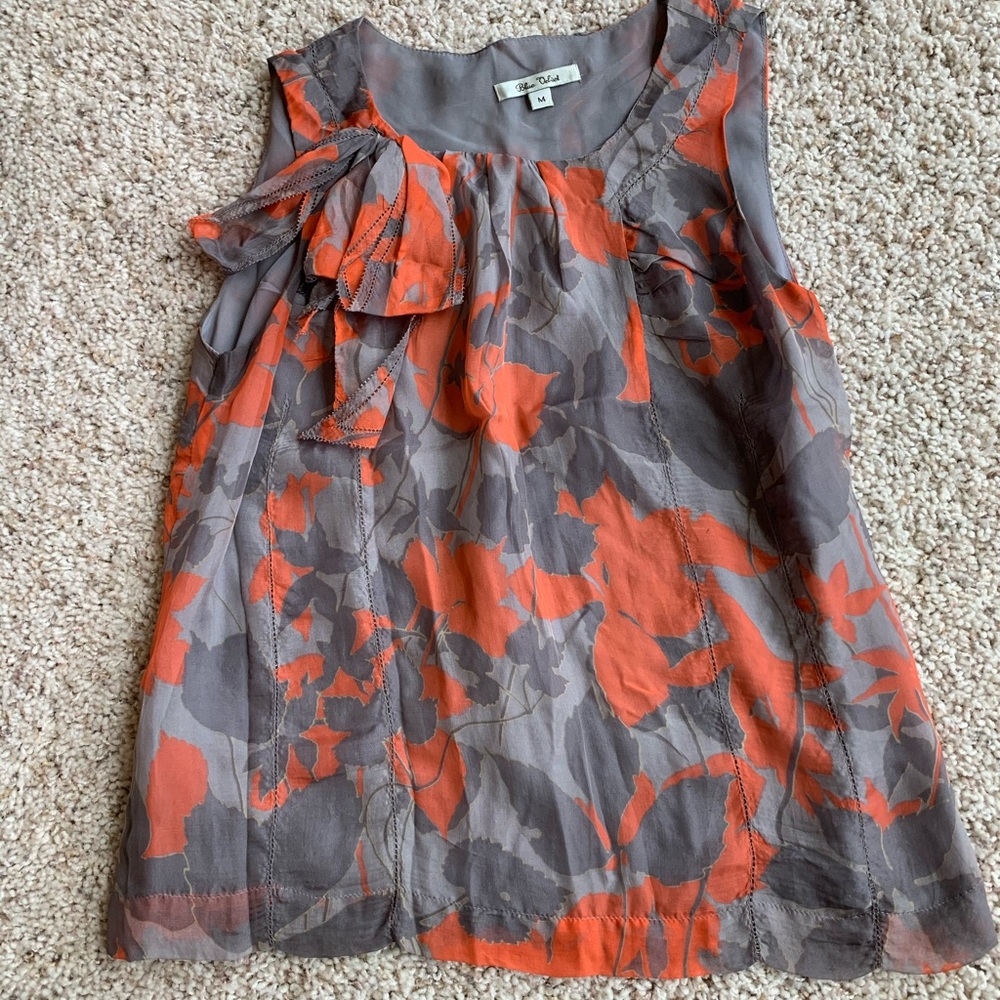 Women’s Grey & Coral Sleeveless Blouse